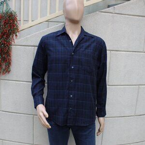 Haggar No Iron Button Down Shirt, Size S, navy blue plaid